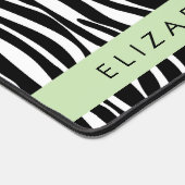 Zebraprint, strepen, zwart-wit, Jouw naam Bureaumat (Hoek)