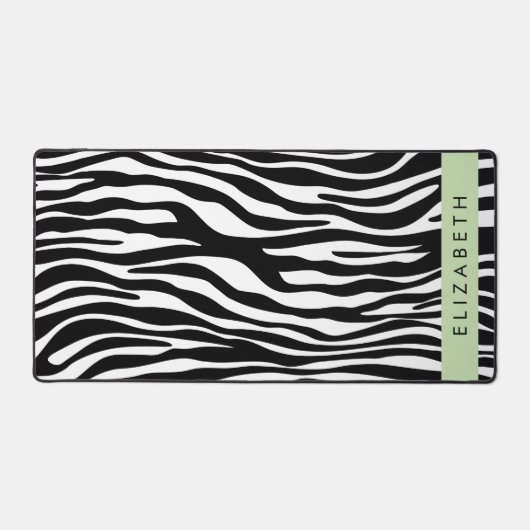 Zebraprint, strepen, zwart-wit, Jouw naam Bureaumat (Voorkant)