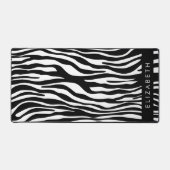 Zebraprint, strepen, zwart-wit, Jouw naam Bureaumat (Voorkant)