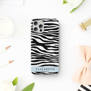 Zebraprint, strepen, zwart-wit, Jouw naam Case-Mate iPhone Case