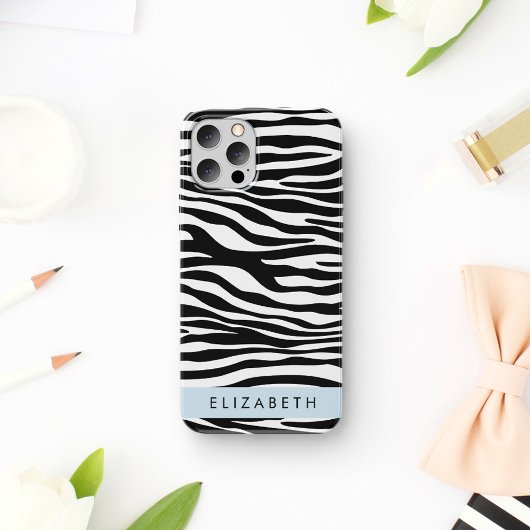 Zebraprint, strepen, zwart-wit, Jouw naam Case-Mate iPhone Case