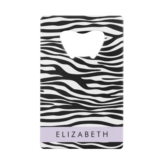 Zebraprint, strepen, zwart-wit, Jouw naam Creditkaart Flessenopener (Achterkant)