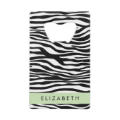 Zebraprint, strepen, zwart-wit, Jouw naam Creditkaart Flessenopener (Voorkant)