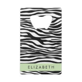 Zebraprint, strepen, zwart-wit, Jouw naam Creditkaart Flessenopener (Achterkant)