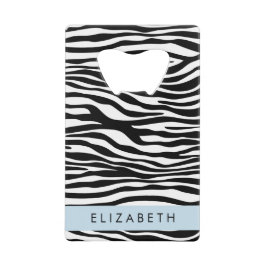 Zebraprint, strepen, zwart-wit, Jouw naam Creditkaart Flessenopener