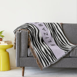 Zebraprint, strepen, zwart-wit, Jouw naam Deken
