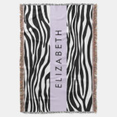 Zebraprint, strepen, zwart-wit, Jouw naam Deken (Voorkant Verticaal)