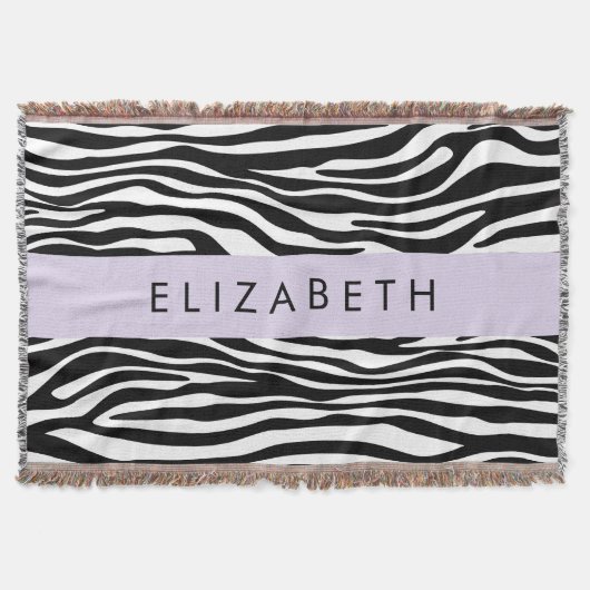 Zebraprint, strepen, zwart-wit, Jouw naam Deken (Voorkant)