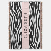 Zebraprint, strepen, zwart-wit, Jouw naam Deken (Voorkant Verticaal)