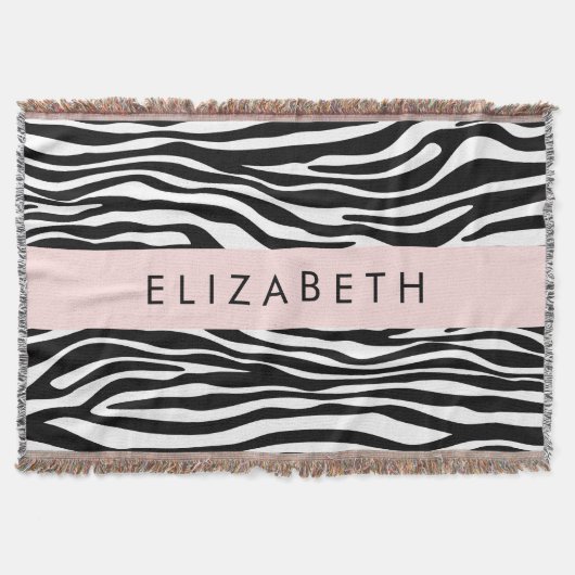 Zebraprint, strepen, zwart-wit, Jouw naam Deken (Voorkant)