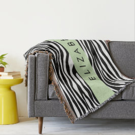 Zebraprint, strepen, zwart-wit, Jouw naam Deken