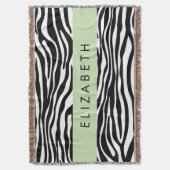 Zebraprint, strepen, zwart-wit, Jouw naam Deken (Voorkant Verticaal)
