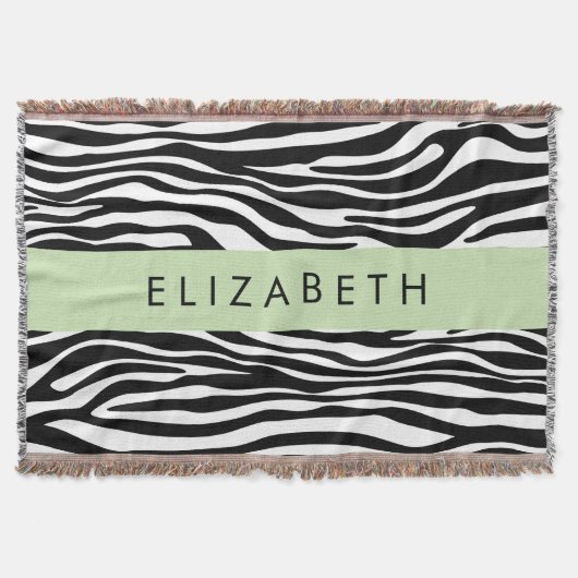 Zebraprint, strepen, zwart-wit, Jouw naam Deken (Voorkant)
