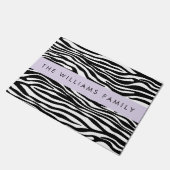 Zebraprint, strepen, zwart-wit, Jouw naam Deurmat (Schuin)