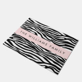 Zebraprint, strepen, zwart-wit, Jouw naam Deurmat (Schuin)