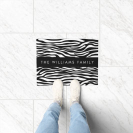 Zebraprint, strepen, zwart-wit, Jouw naam Deurmat