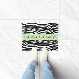 Zebraprint, strepen, zwart-wit, Jouw naam Deurmat