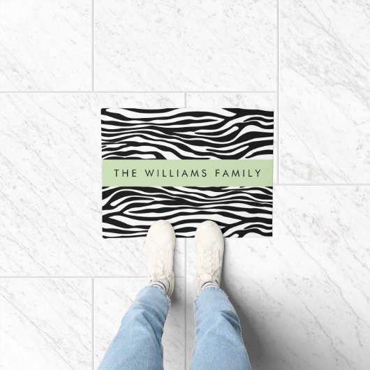 Zebraprint, strepen, zwart-wit, Jouw naam Deurmat (Binnen)