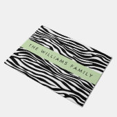 Zebraprint, strepen, zwart-wit, Jouw naam Deurmat (Schuin)