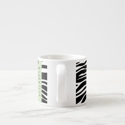 Zebraprint, strepen, zwart-wit, Jouw naam Espresso Kop (Achterkant)