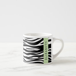 Zebraprint, strepen, zwart-wit, Jouw naam Espresso Kop