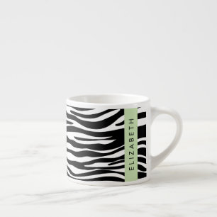 Zebraprint, strepen, zwart-wit, Jouw naam Espresso Kop