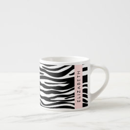 Zebraprint, strepen, zwart-wit, Jouw naam Espresso Kop