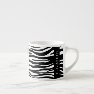 Zebraprint, strepen, zwart-wit, Jouw naam Espresso Kop