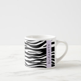 Zebraprint, strepen, zwart-wit, Jouw naam Espresso Kop