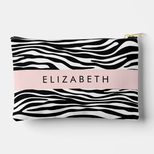 Zebraprint, strepen, zwart-wit, Jouw naam Etui (Achterkant)