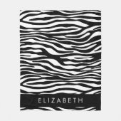 Zebraprint, strepen, zwart-wit, Jouw naam Fleece Deken (Voorkant)