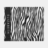 Zebraprint, strepen, zwart-wit, Jouw naam Fleece Deken (Voorkant (Horizontaal))