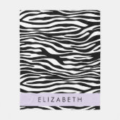 Zebraprint, strepen, zwart-wit, Jouw naam Fleece Deken (Voorkant)