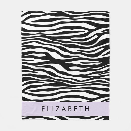 Zebraprint, strepen, zwart-wit, Jouw naam Fleece Deken (Voorkant)
