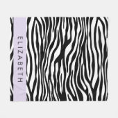 Zebraprint, strepen, zwart-wit, Jouw naam Fleece Deken (Voorkant (Horizontaal))