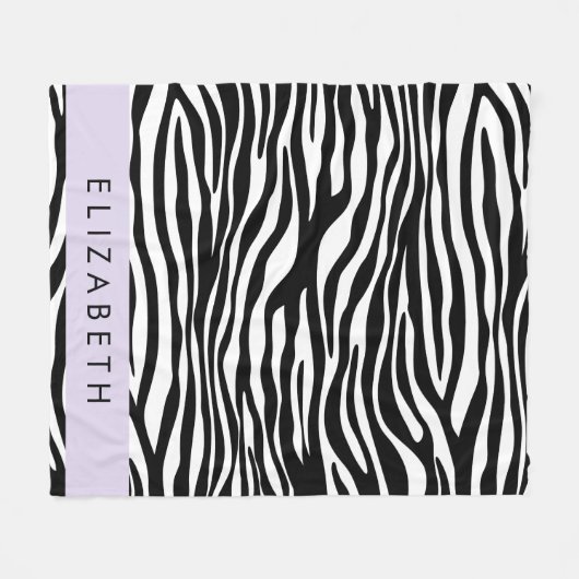 Zebraprint, strepen, zwart-wit, Jouw naam Fleece Deken (Voorkant (Horizontaal))