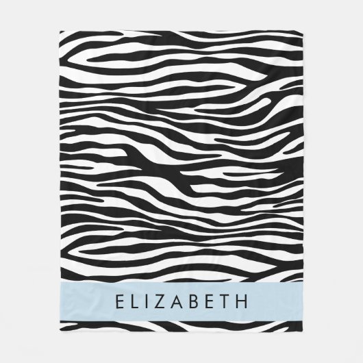 Zebraprint, strepen, zwart-wit, Jouw naam Fleece Deken (Voorkant)