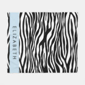 Zebraprint, strepen, zwart-wit, Jouw naam Fleece Deken (Voorkant (Horizontaal))