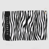 Zebraprint, strepen, zwart-wit, Jouw naam Golfhanddoek (Horizontaal)