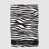 Zebraprint, strepen, zwart-wit, Jouw naam Golfhanddoek (Voorkant)