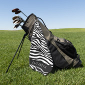 Zebraprint, strepen, zwart-wit, Jouw naam Golfhanddoek (Groen)