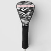 Zebraprint, strepen, zwart-wit, Jouw naam Golfheadcover (Voorkant)