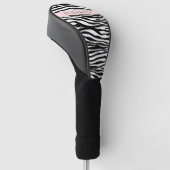 Zebraprint, strepen, zwart-wit, Jouw naam Golfheadcover (Schuin)