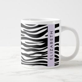 Zebraprint, strepen, zwart-wit, Jouw naam Grote Koffiekop