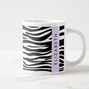 Zebraprint, strepen, zwart-wit, Jouw naam Grote Koffiekop