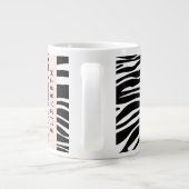 Zebraprint, strepen, zwart-wit, Jouw naam Grote Koffiekop (Achterkant)
