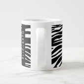 Zebraprint, strepen, zwart-wit, Jouw naam Grote Koffiekop (Achterkant)
