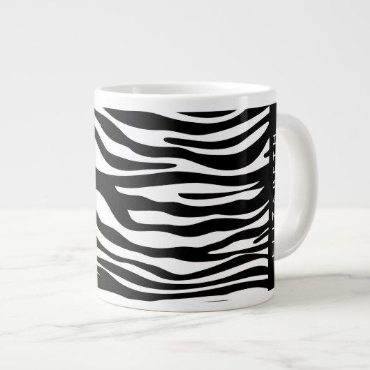 Zebraprint, strepen, zwart-wit, Jouw naam Grote Koffiekop (Voorkant rechts)