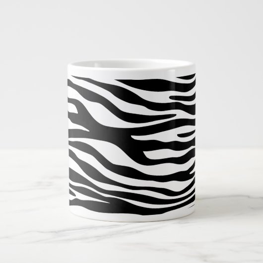Zebraprint, strepen, zwart-wit, Jouw naam Grote Koffiekop (Voorkant)