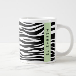 Zebraprint, strepen, zwart-wit, Jouw naam Grote Koffiekop